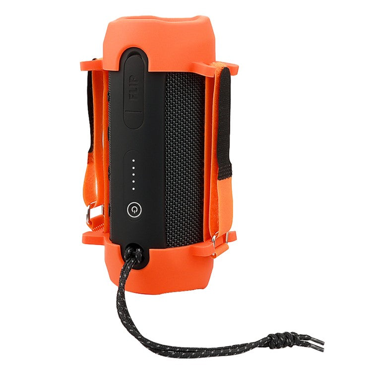 1 Pair Support Stand Case for JBL Flip Essential 2 Portable Bluetooth Speaker Silicone Sleeve Cover - Orange