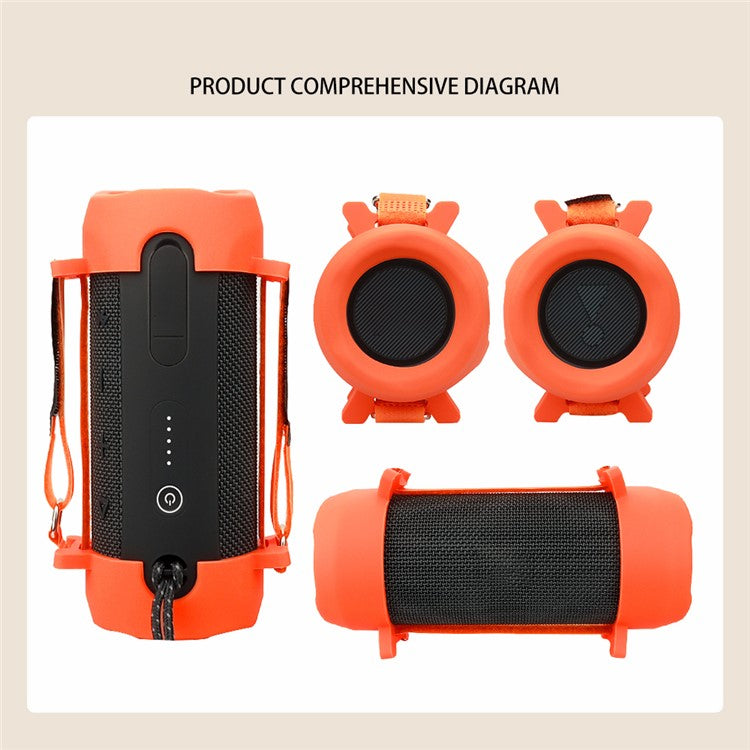 1 Pair Support Stand Case for JBL Flip Essential 2 Portable Bluetooth Speaker Silicone Sleeve Cover - Orange