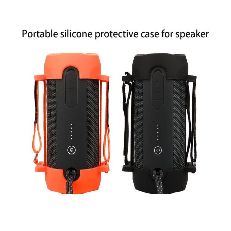 1 Pair Support Stand Case for JBL Flip Essential 2 Portable Bluetooth Speaker Silicone Sleeve Cover - Orange