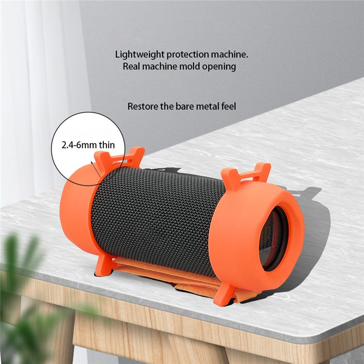 1 Pair Support Stand Case for JBL Flip Essential 2 Portable Bluetooth Speaker Silicone Sleeve Cover - Orange