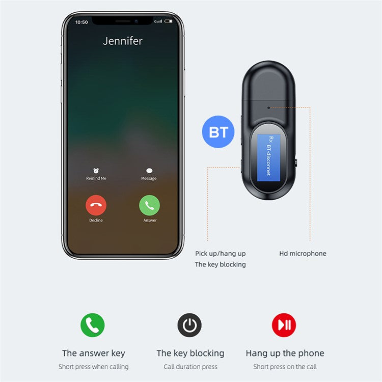 T17 2-in-1 USB LCD Display Bluetooth 5.0 Audio Receiver Transmitter 3.5mm Aux Stereo Music Wireless Adapter