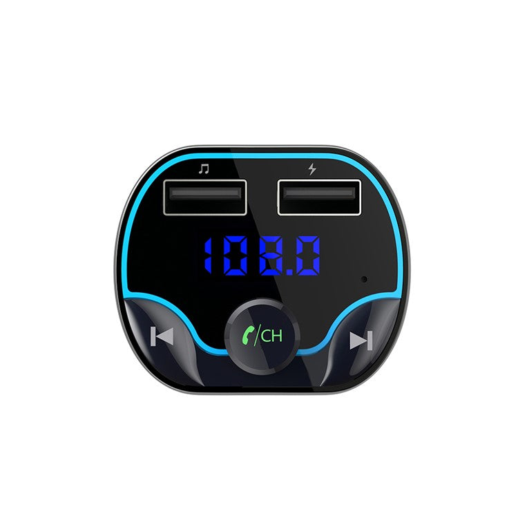 T24 Car FM Tranmitter Voice Navigation Bluetooth MP3 Player Vehicle Fast Charger for iPhone Samsung Huawei etc.