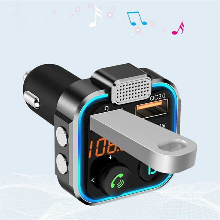 BT23 Dual USB Digital Display Car Bluetooth MP3 Music Player FM Transmitter QC3.0 PD 20W Fast Charging Phone Charger