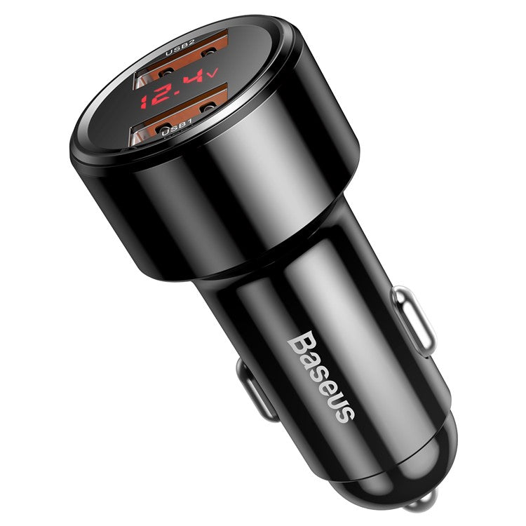 BASEUS Magic Series 45W Fast Car Charger Intelligent Dual USB Car Charging Adapter with Dual QC Digital Display - Black