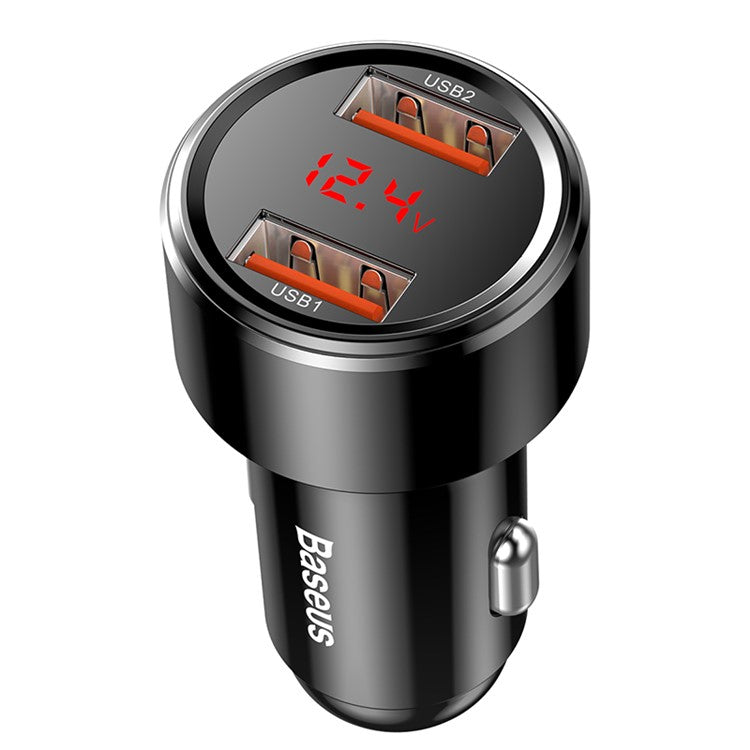 BASEUS Magic Series 45W Fast Car Charger Intelligent Dual USB Car Charging Adapter with Dual QC Digital Display - Black