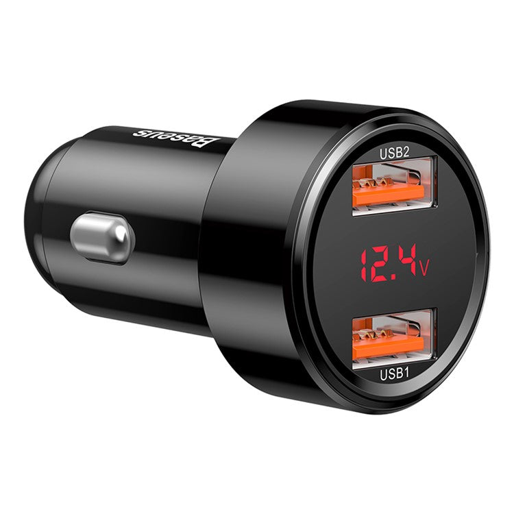 BASEUS Magic Series 45W Fast Car Charger Intelligent Dual USB Car Charging Adapter with Dual QC Digital Display - Black