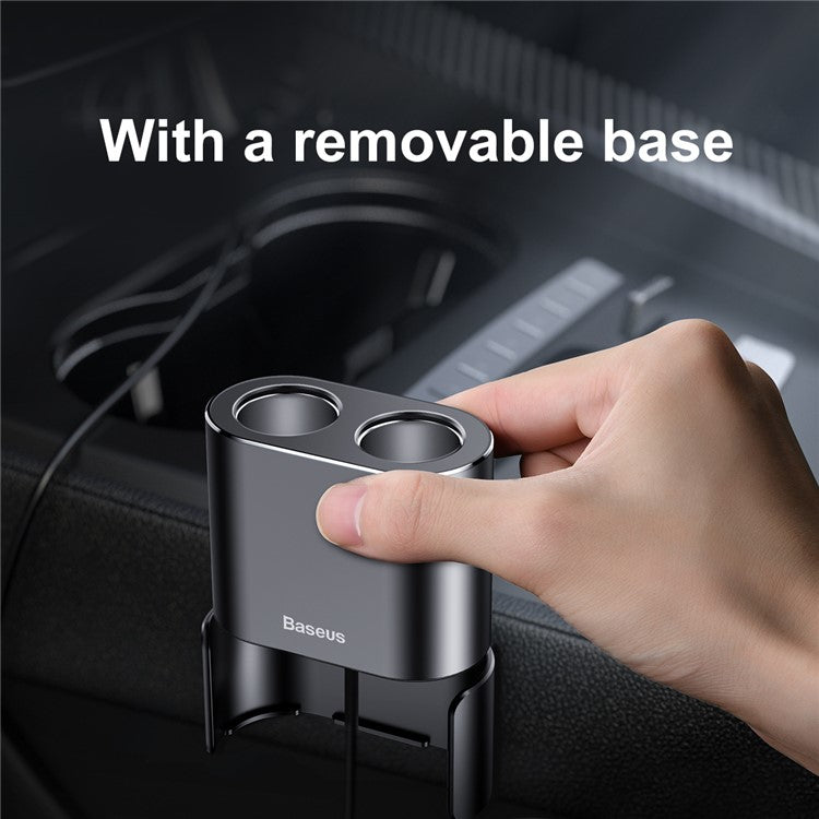 BASEUS 3.1A Dual USB Car Charger with 80W Dual Ports Cigarette Lighter Socket Smart Extended Car Charging Adapter - Black