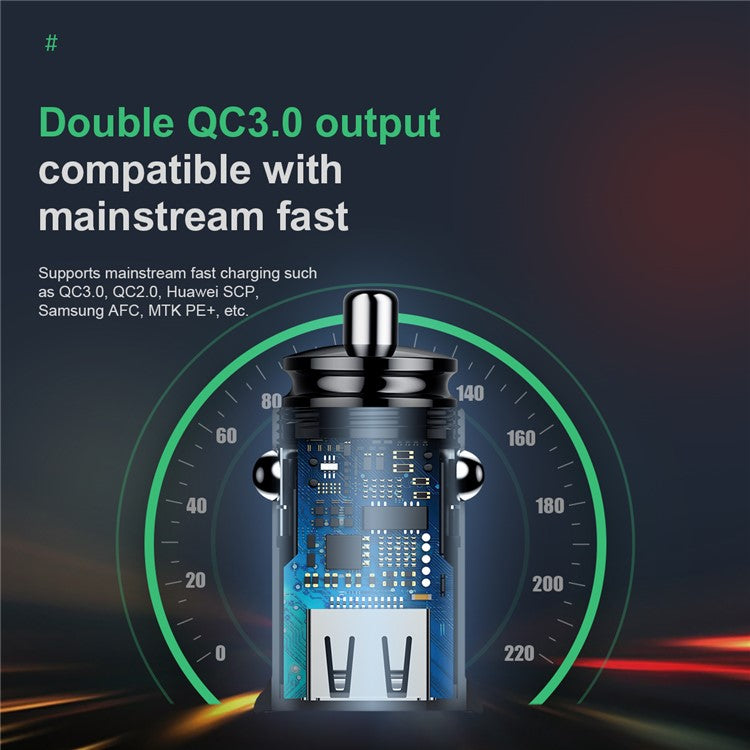 BASEUS Car Charger Dual QC3.0 30W QC3.0/QC2.0/SCP/PE+/AFC - Black