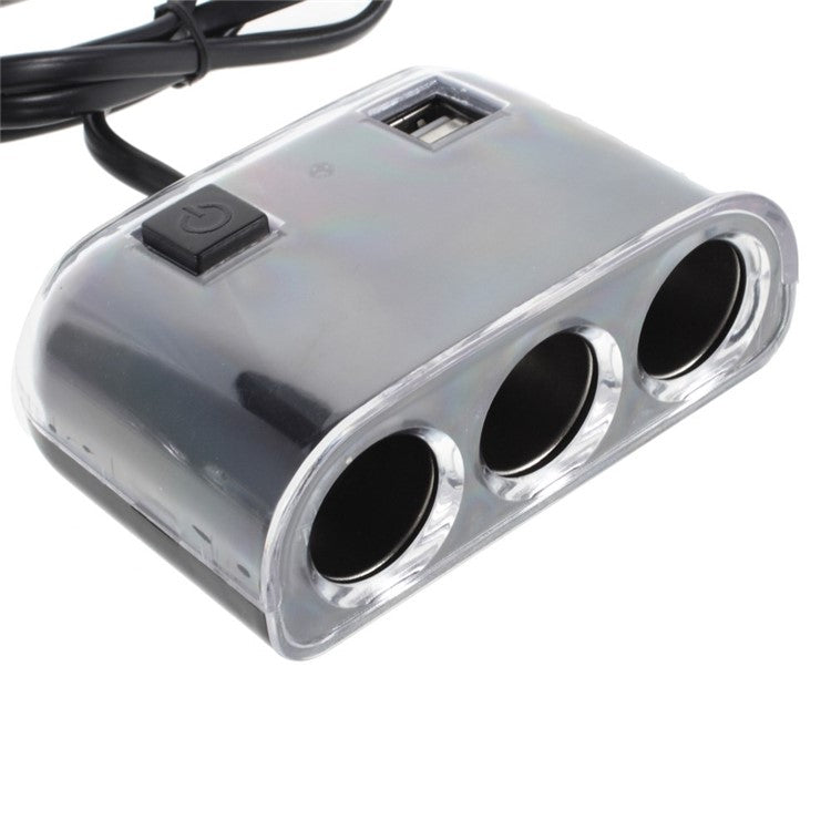 OLESSON No.1505 1 to 3 Car Cigarette Lighter Socket & Dual USB Car Charger - Black