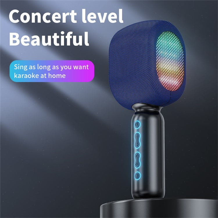 JY-57 Wireless Bluetooth Karaoke Microphone Handheld Mic Speaker with RGB Lights Car Travel Home Party (CE Certified)