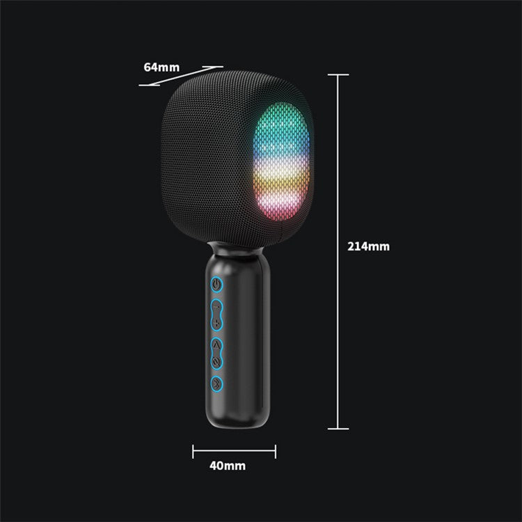 JY-57 Wireless Bluetooth Karaoke Microphone Handheld Mic Speaker with RGB Lights Car Travel Home Party (CE Certified)