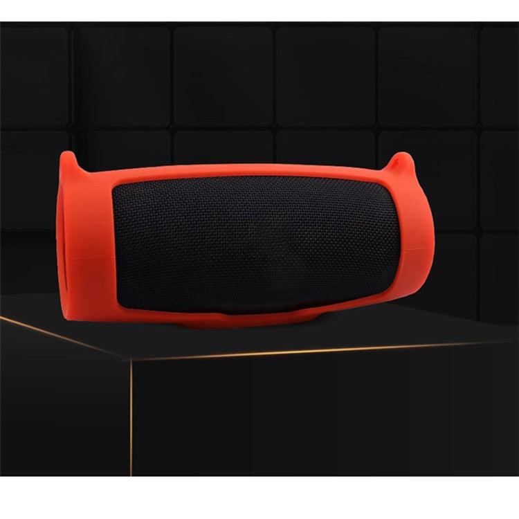 Silicone Carrying Case Bluetooth Speaker Protective Cover with Shoulder Strap Carabiner for JBL Charge 5 - Red