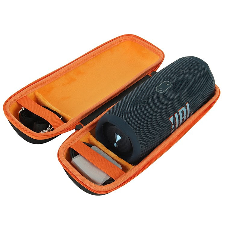 For JBL Charge 5 Bluetooth Speaker Oxford Cloth Protective Carrying Case Speaker Storage Bag - Black/Orange