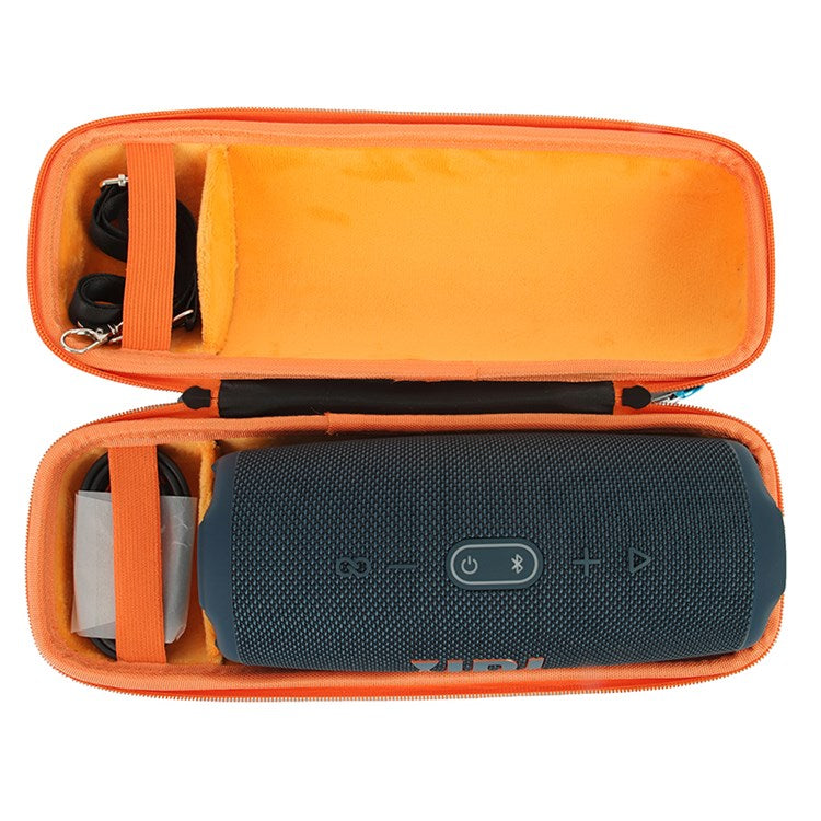 For JBL Charge 5 Bluetooth Speaker Oxford Cloth Protective Carrying Case Speaker Storage Bag - Black/Orange