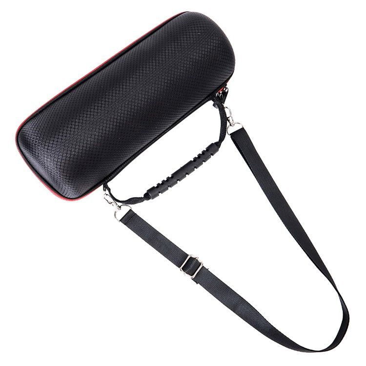 For JBL Pulse4 Shockproof Storage Bag with Shoulder Strap Bluetooth Speaker Carrying Case - Grid Black