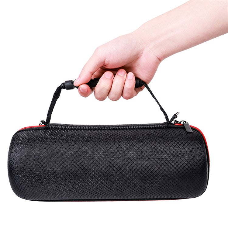 For JBL Pulse4 Shockproof Storage Bag with Shoulder Strap Bluetooth Speaker Carrying Case - Grid Black