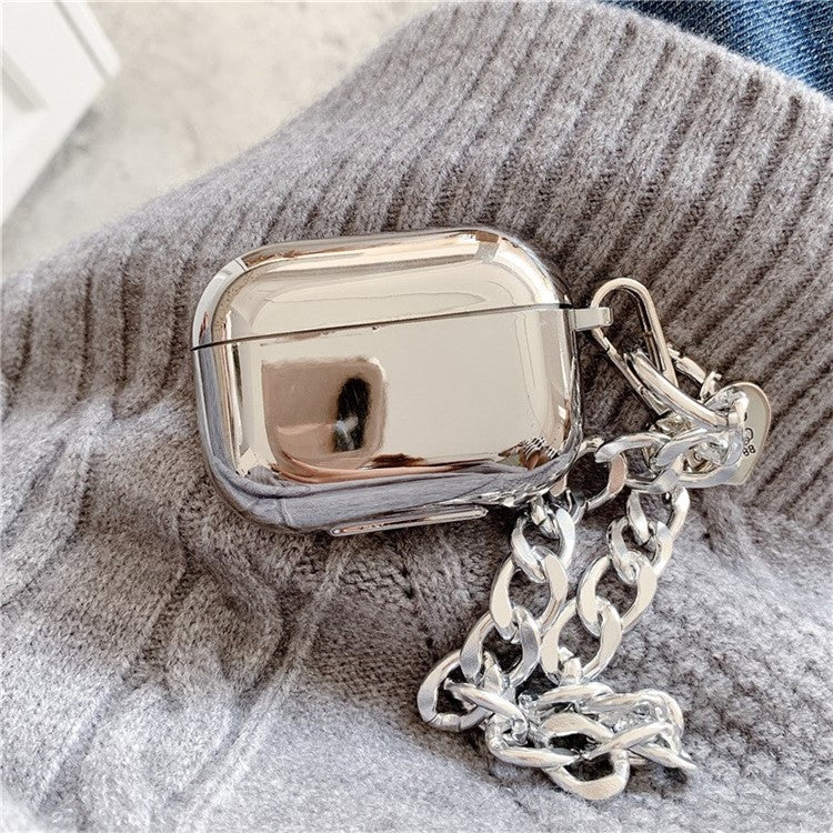 Electroplated Silicone Protective Case with Carrying Chain for Apple AirPods Pro