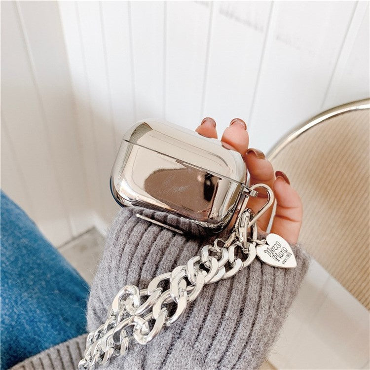 Electroplated Silicone Protective Case with Carrying Chain for Apple AirPods Pro