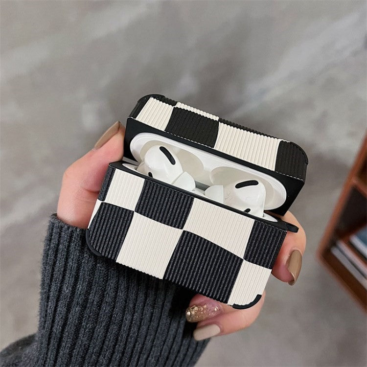 For Apple AirPods Pro/1/2/3/with Charging Case (2016)/with Wireless Charging Case (2019)/with Charging Case (2019) Earphone Box Cover Checkerboard Silicone Case - For AirPods Pro