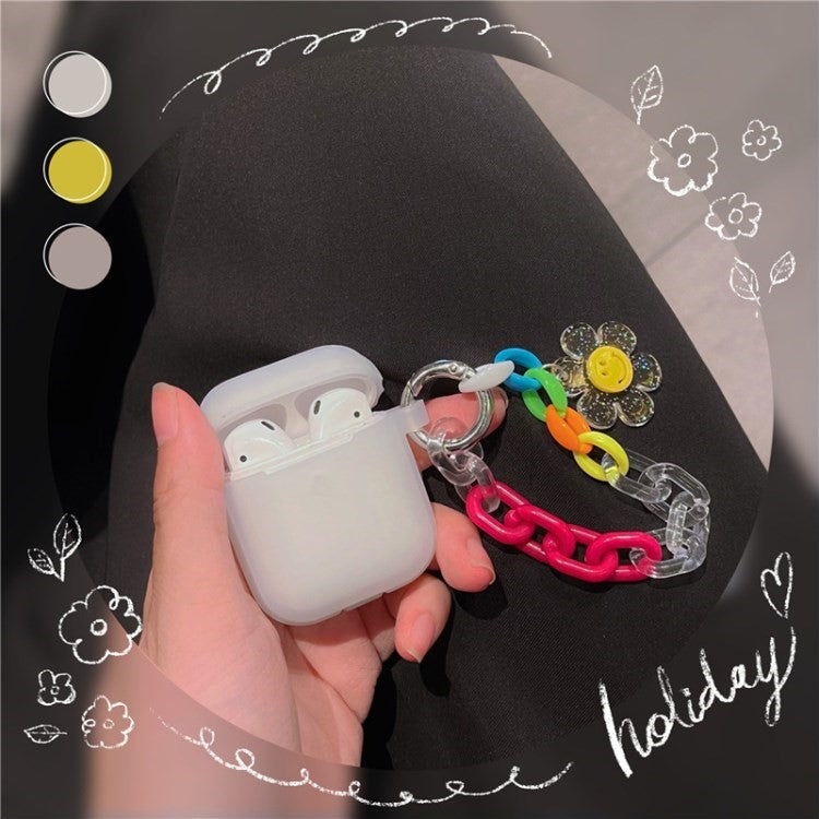 For Apple AirPods Pro/1/2/3/with Charging Case (2016)/with Wireless Charging Case (2019)/with Charging Case (2019) Earphone Box Cover Rose Bracelet Earbuds Case - White/For AirPods 1/2