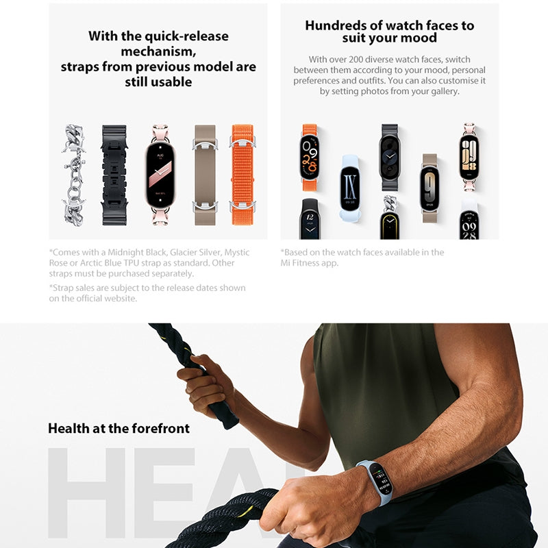 [HK Warehouse] Original Xiaomi Smart Band 9 Global 1.62 inch AMOLED Screen 5ATM Waterproof Smart Watch, Support Blood Oxygen / Heart Rate Monitor (Black)