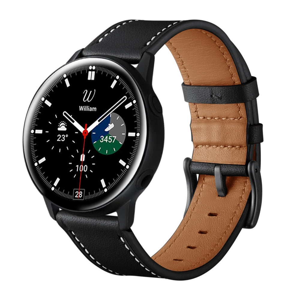 For Samsung Galaxy Watch 3 41mm Leather Watch Band(Black)