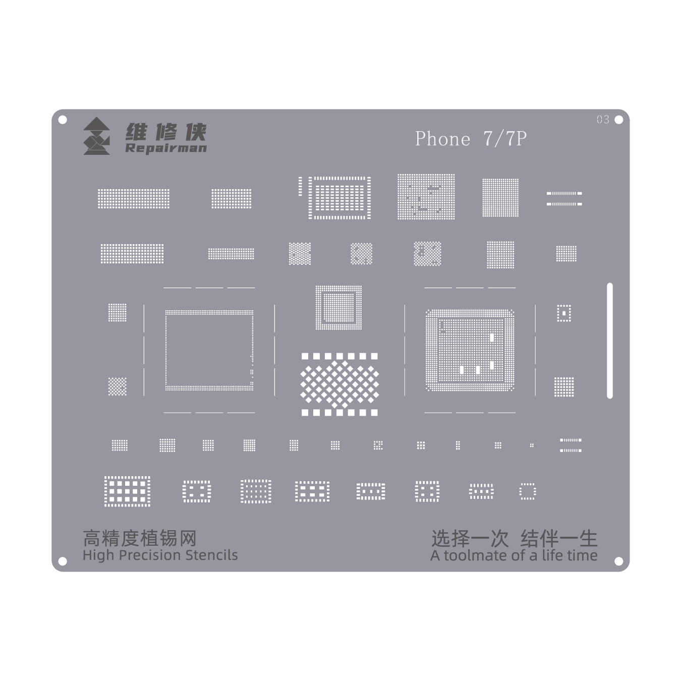 For iPhone 7 / 7 Plus Repairman High Precision Stencils CPU BGA iC Reballing Planting Tin Plate