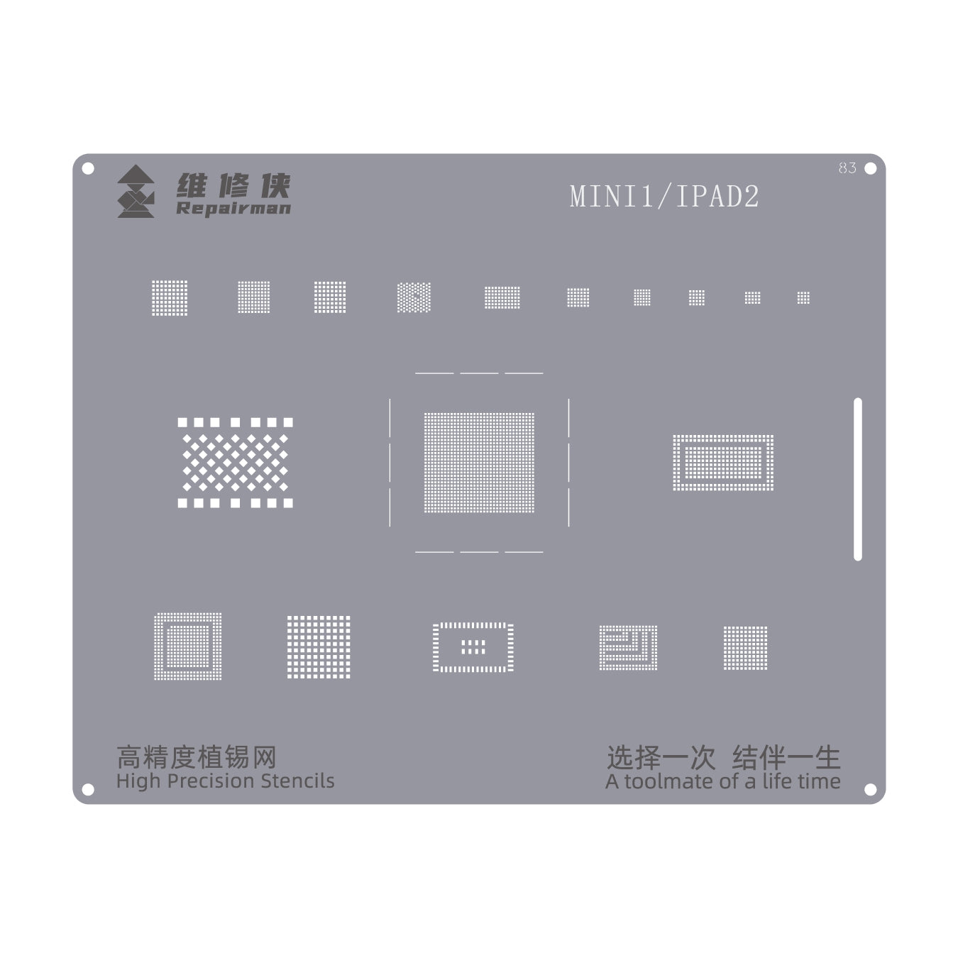 For iPad 2 / mini 1 Repairman High Precision Stencils CPU BGA iC Reballing Planting Tin Plate