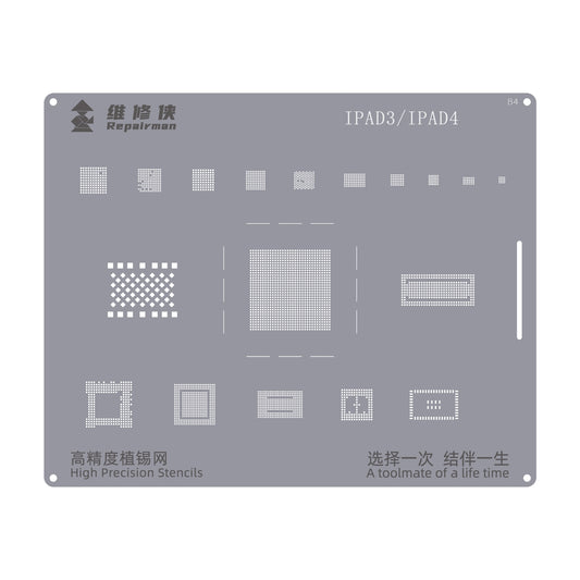 For iPad 3 / 4 Repairman High Precision Stencils CPU BGA iC Reballing Planting Tin Plate