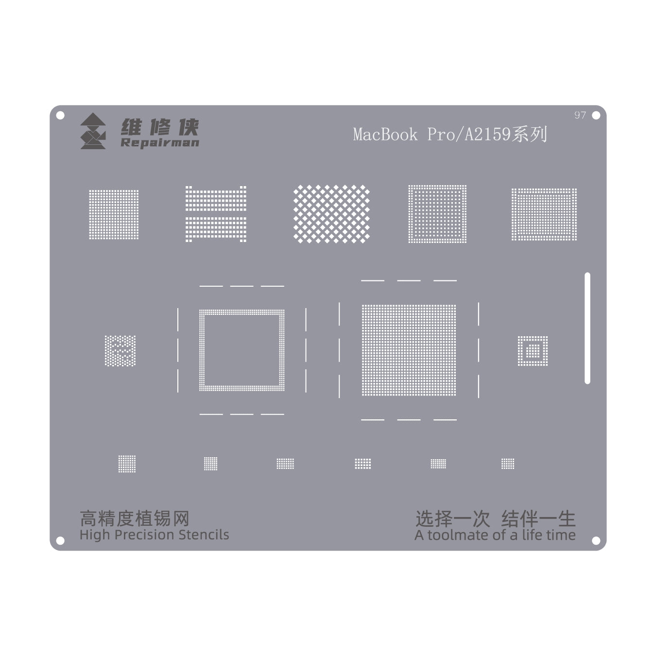 For MacBook Pro A2159 Repairman High Precision Stencils CPU BGA iC Reballing Planting Tin Plate