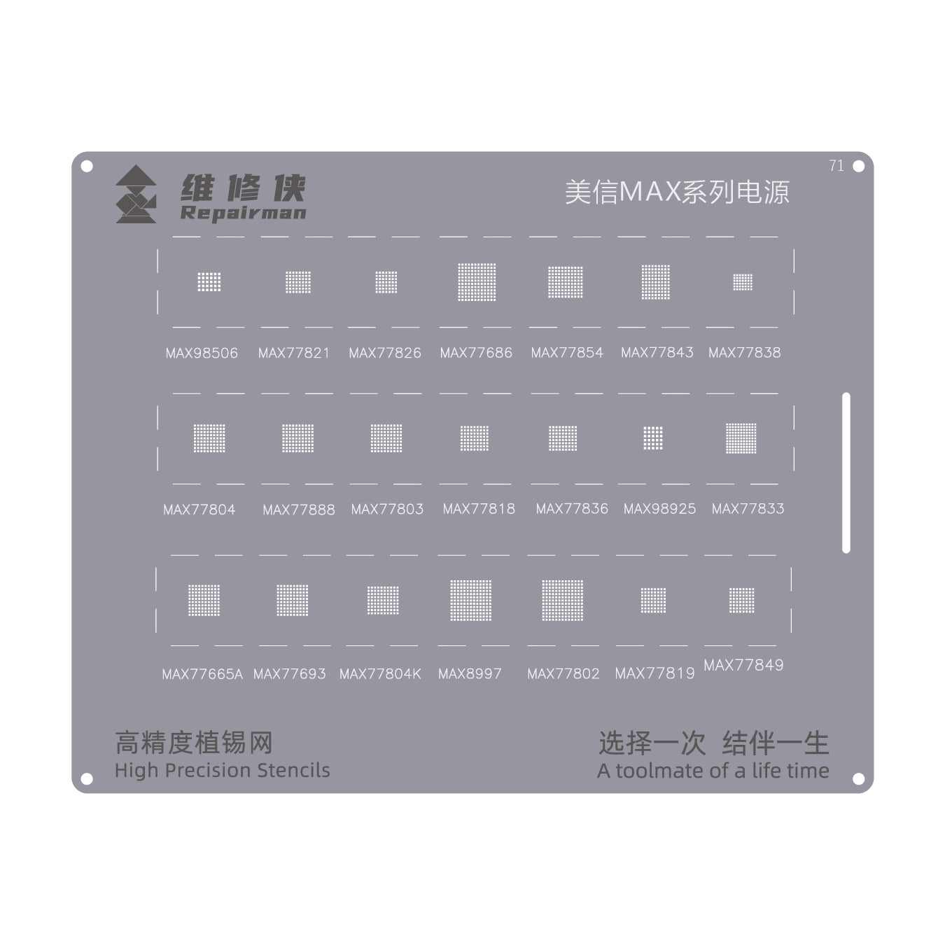 For Meixin MAX Series Power Repairman High Precision Stencils CPU BGA iC Reballing Planting Tin Plate