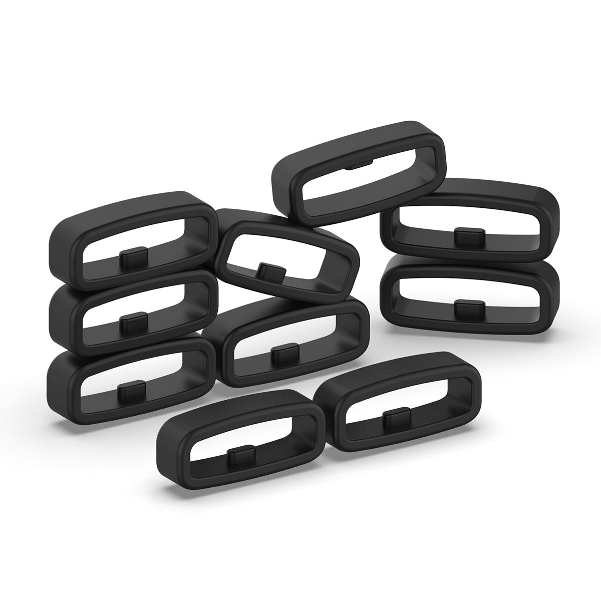 22mm 10pcs Universal Watch Band Fixed Silicone Ring Safety Buckle Black