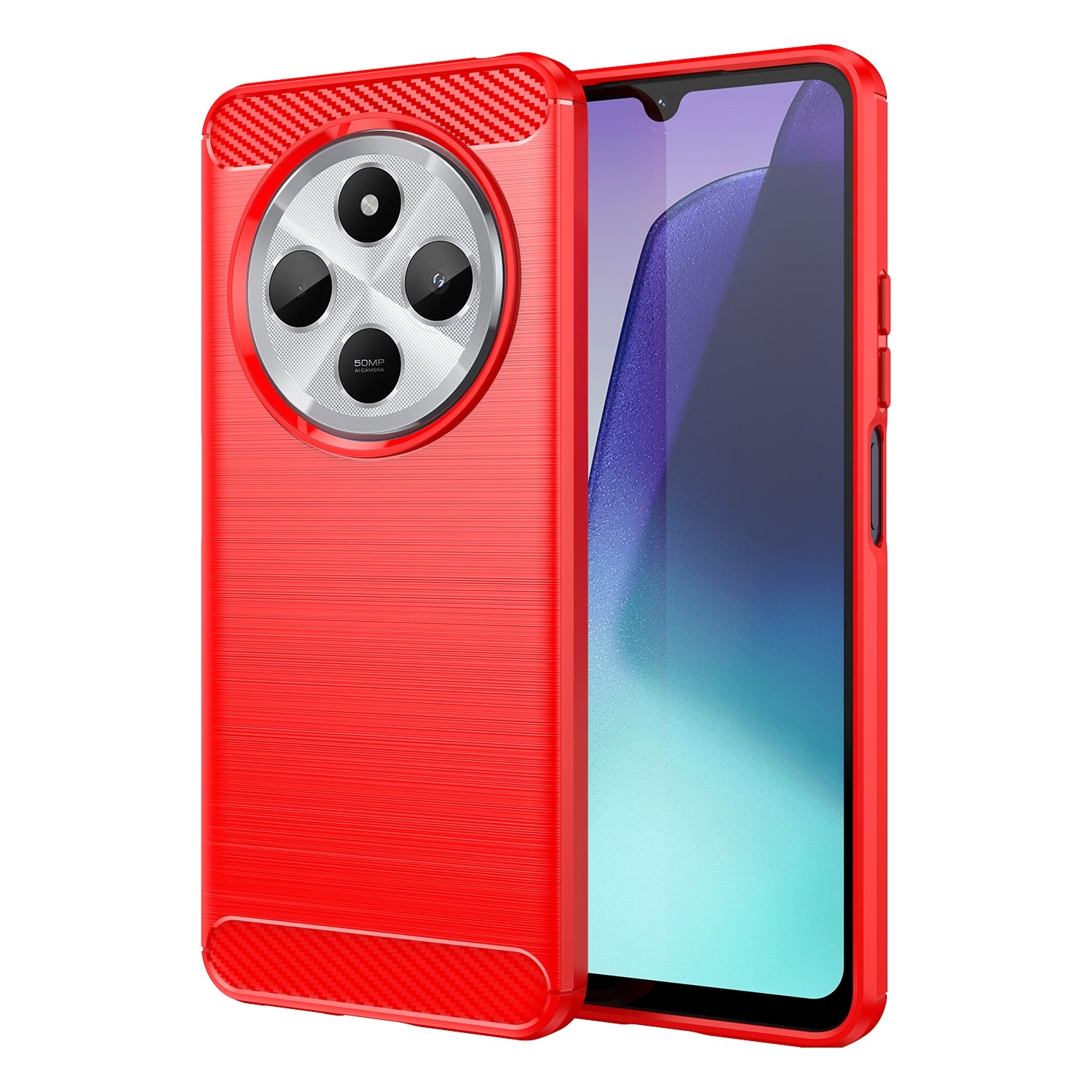 For Redmi 14C 4G Carbon Fiber Brushed Texture TPU Phone Case(Red)