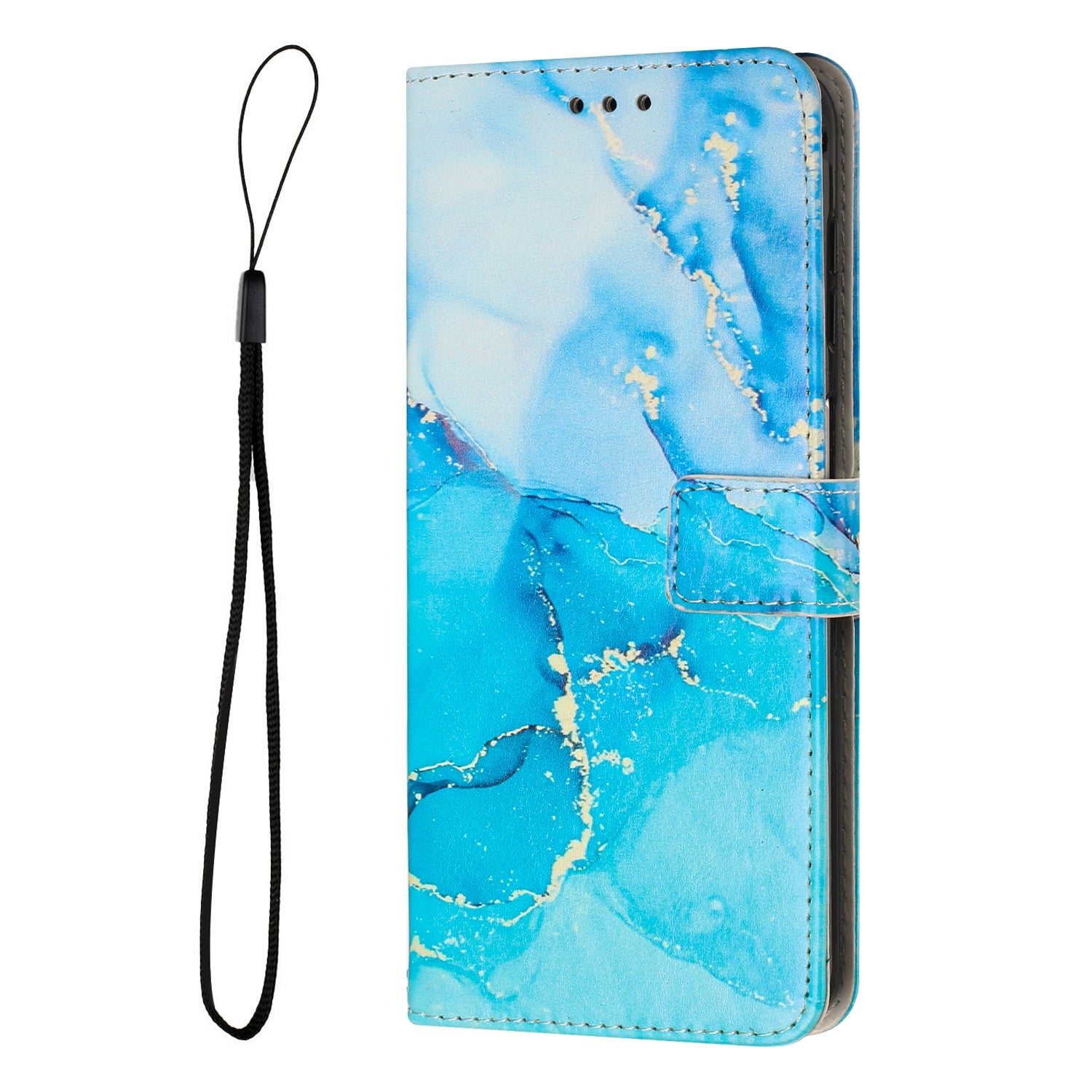 For Redmi 14C 4G / A3 Pro Painted Marble Pattern Leather Phone Case(Blue Green)