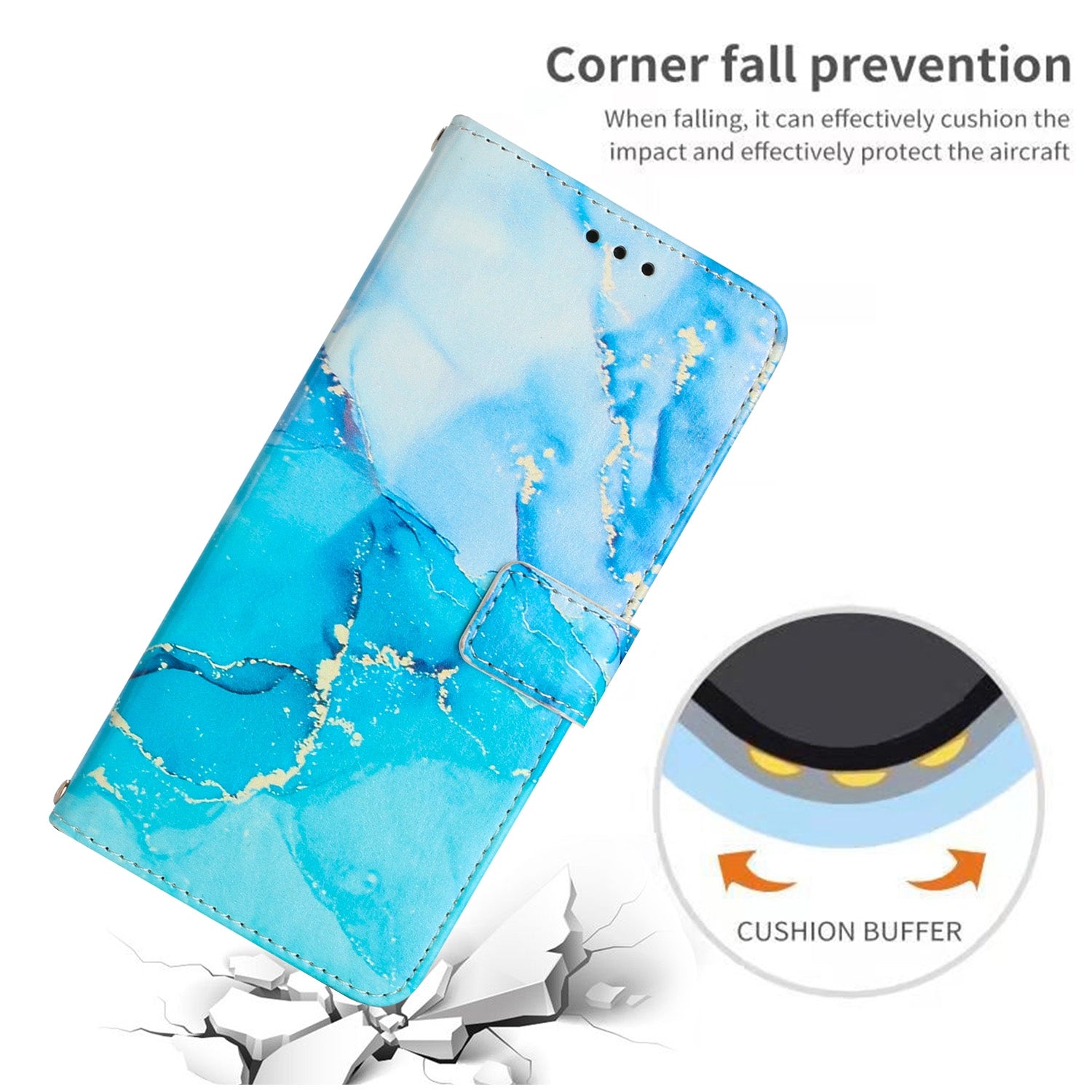 For Redmi 14C 4G / A3 Pro Painted Marble Pattern Leather Phone Case(Blue Green)