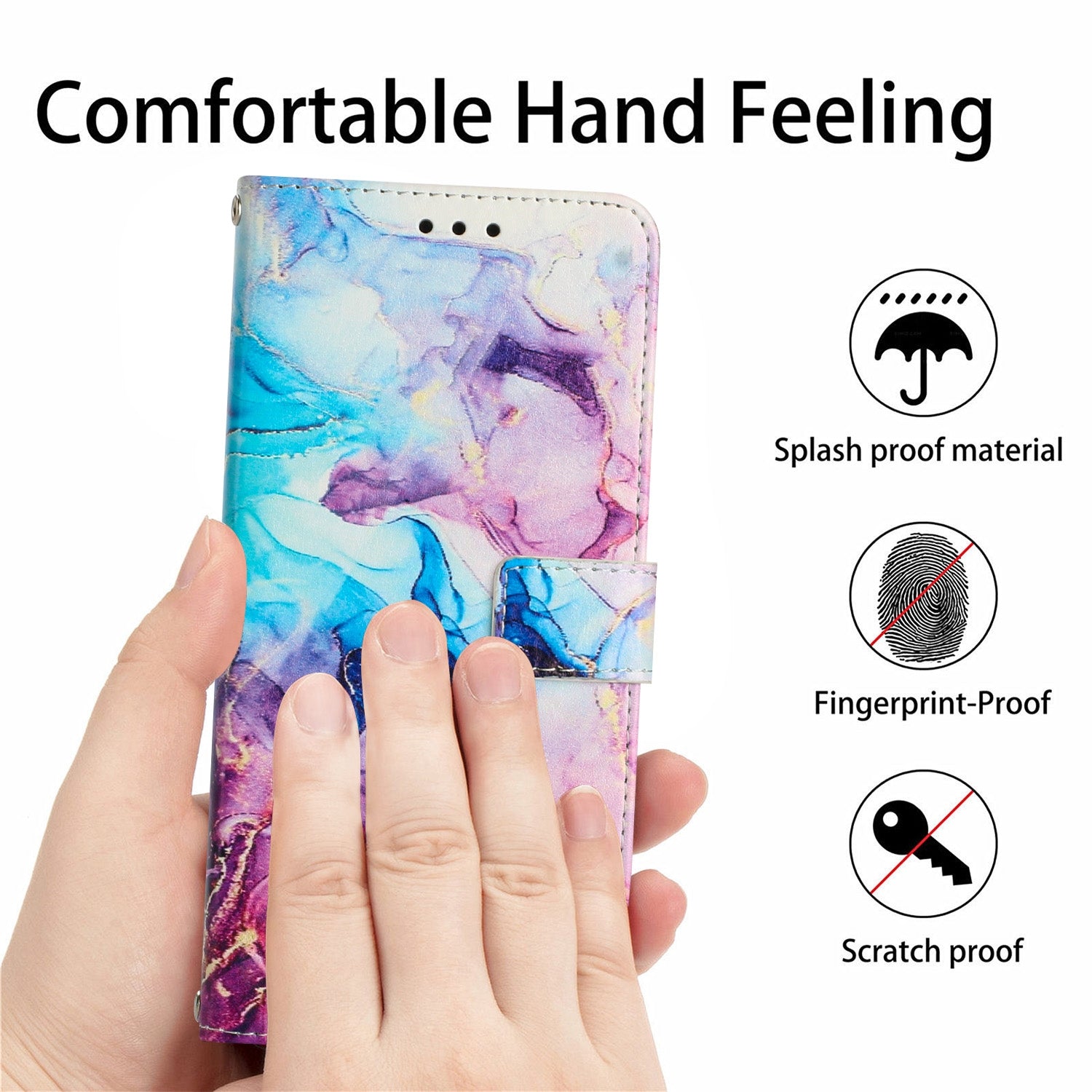 For Redmi 14C 4G / A3 Pro Painted Marble Pattern Leather Phone Case(Pink Purple)