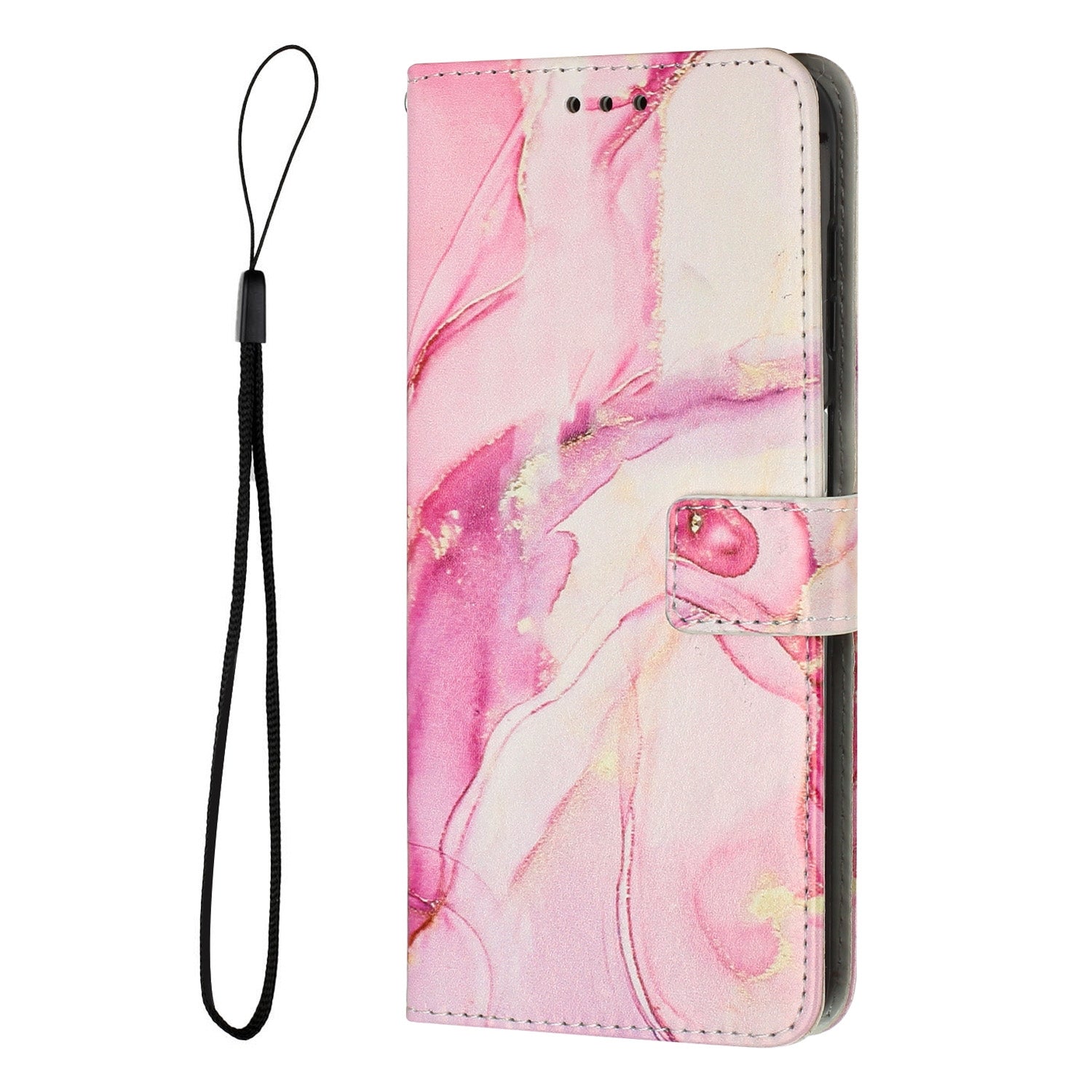 For Redmi 14C 4G / A3 Pro Painted Marble Pattern Leather Phone Case(Rose Gold)