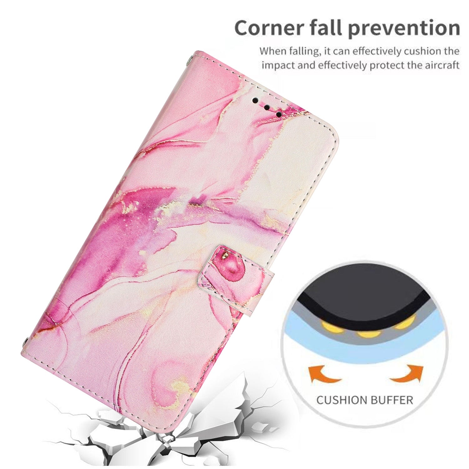 For Redmi 14C 4G / A3 Pro Painted Marble Pattern Leather Phone Case(Rose Gold)