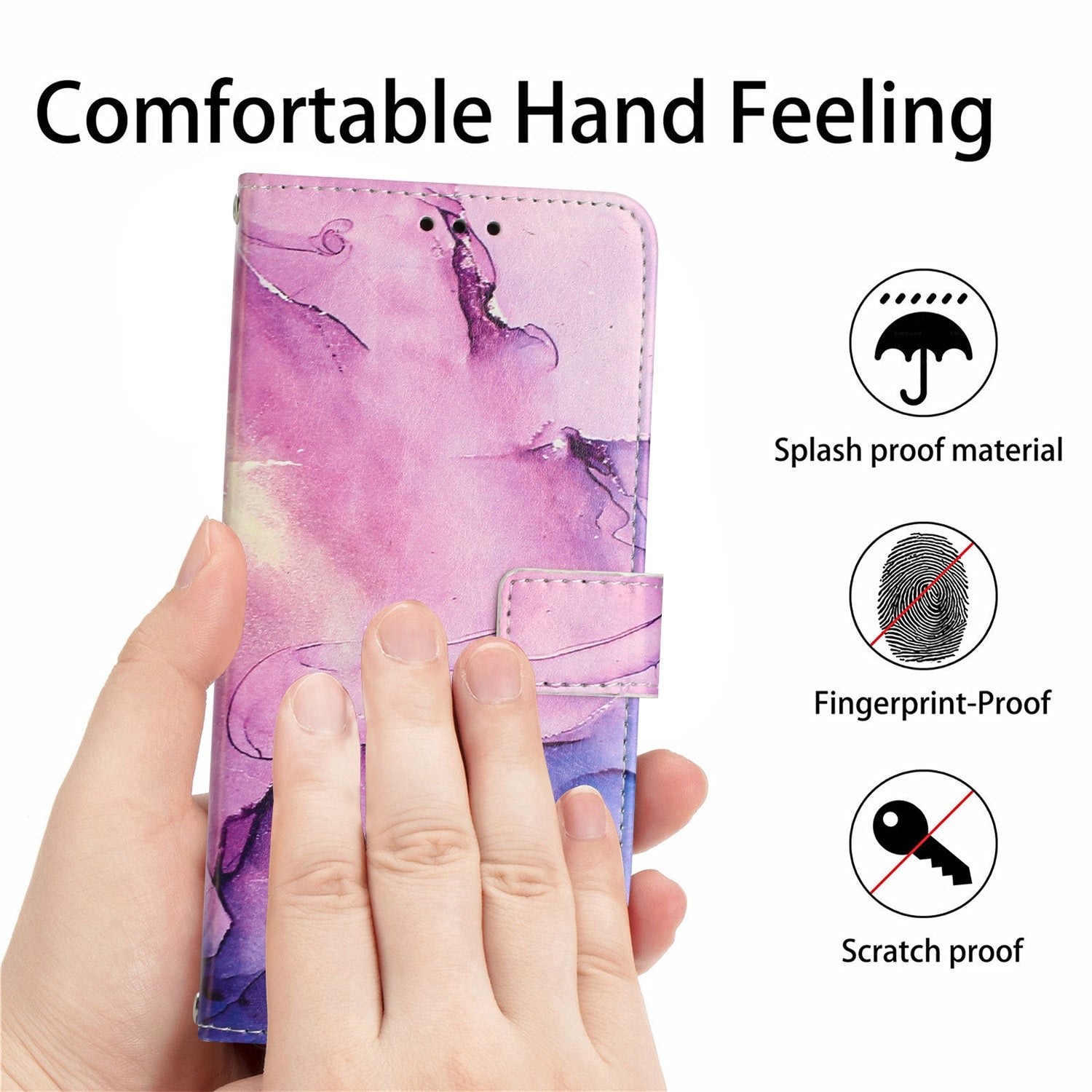 For Redmi 14C 4G / A3 Pro Painted Marble Pattern Leather Phone Case(Purple)