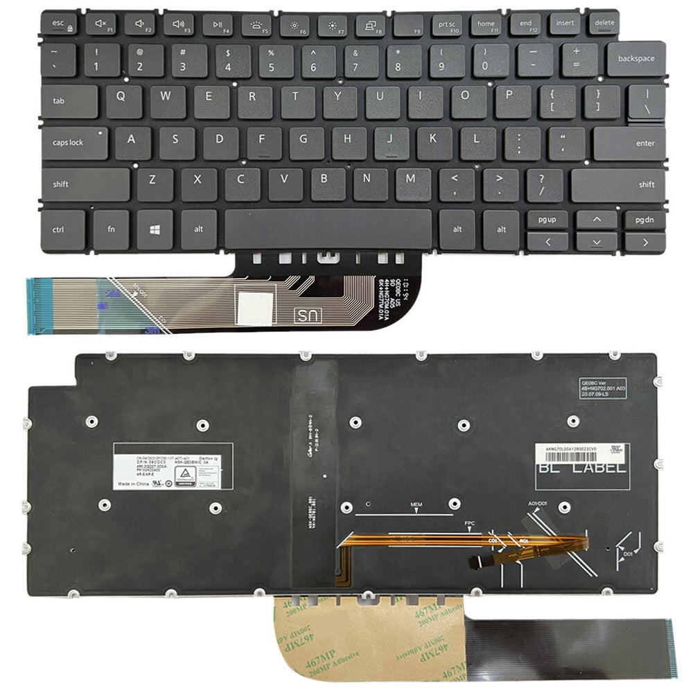 For Dell Inspiron 7490 / Vostro 5390 US Version Backlight Lap Keyboard Black