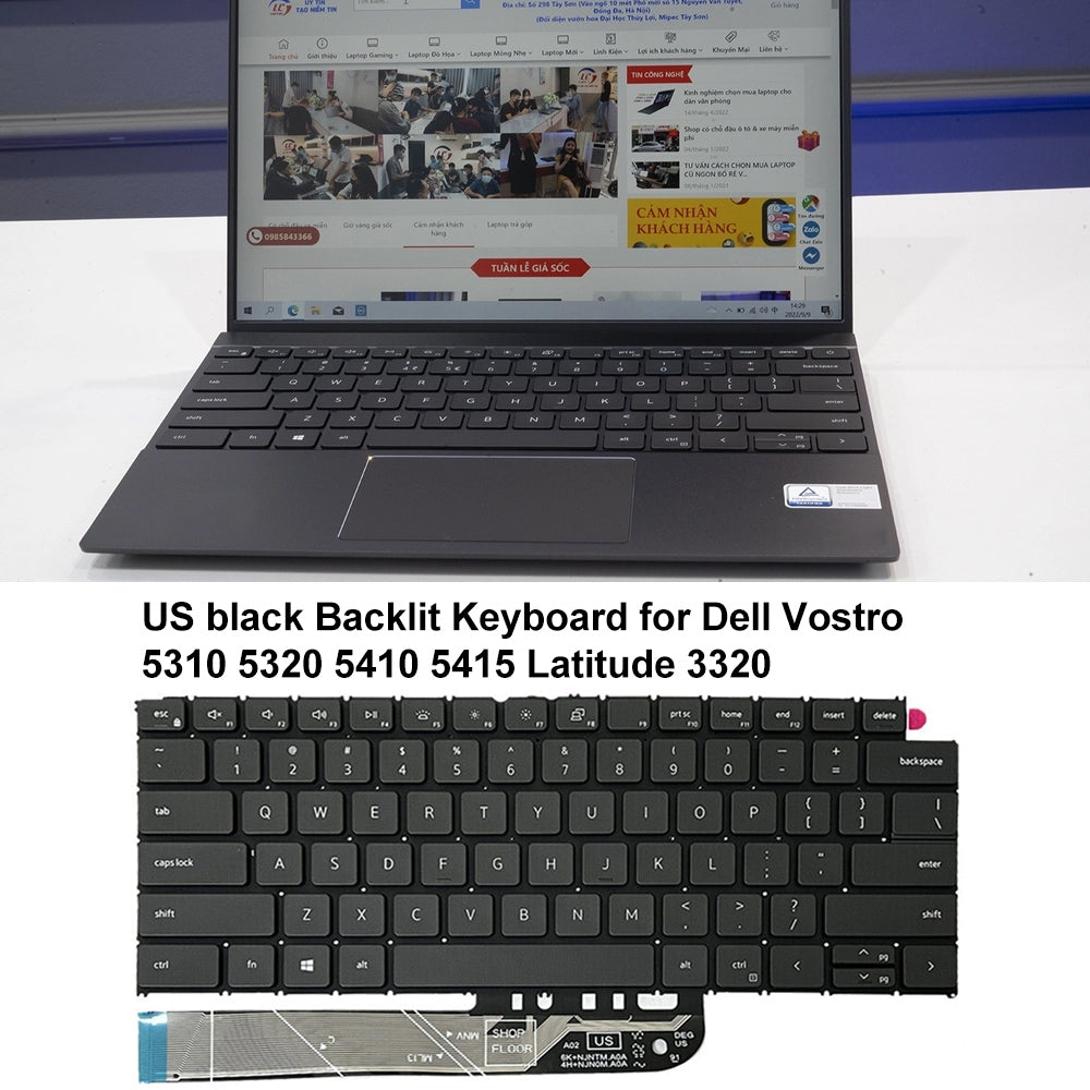 For Dell Vostro 5310 5320 5410 Latitude 3320 3420 US Version Backlight Lap Keyboard Black