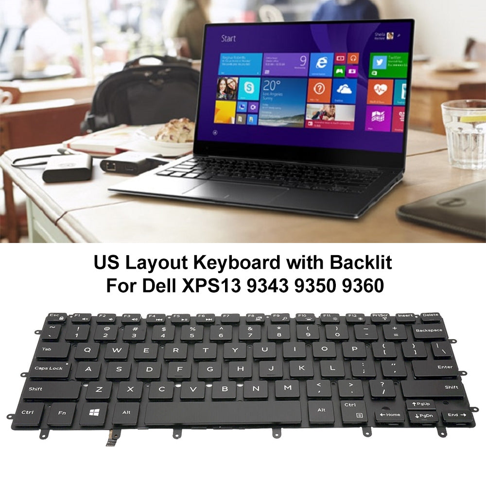 For Dell XPS 13 9343 13 9350 9360 US Version Backlight Lap Keyboard Black