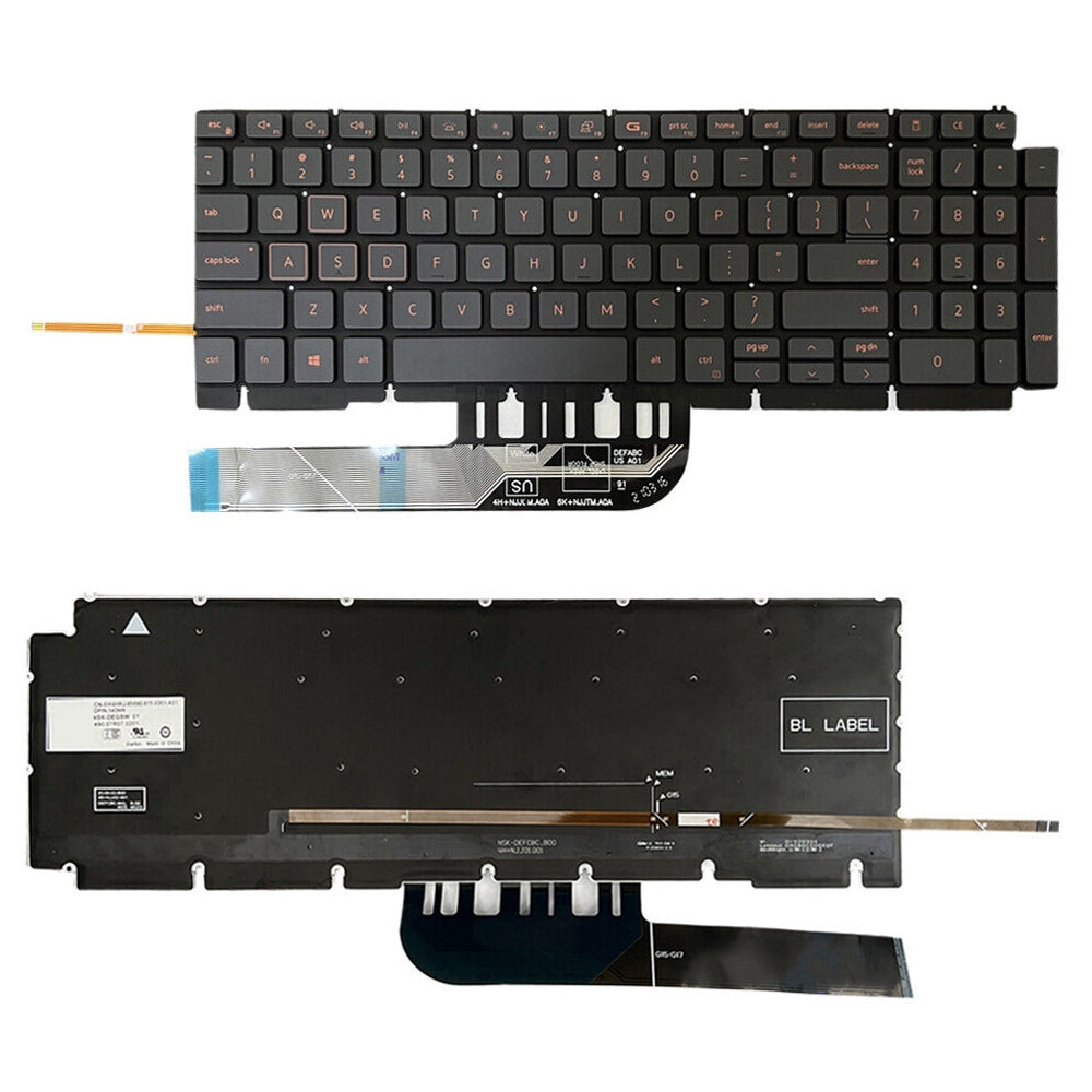 For Dell Inspiron G15 5510 5511 5515 5520 US Version Orange Backlight Lap Keyboard Black