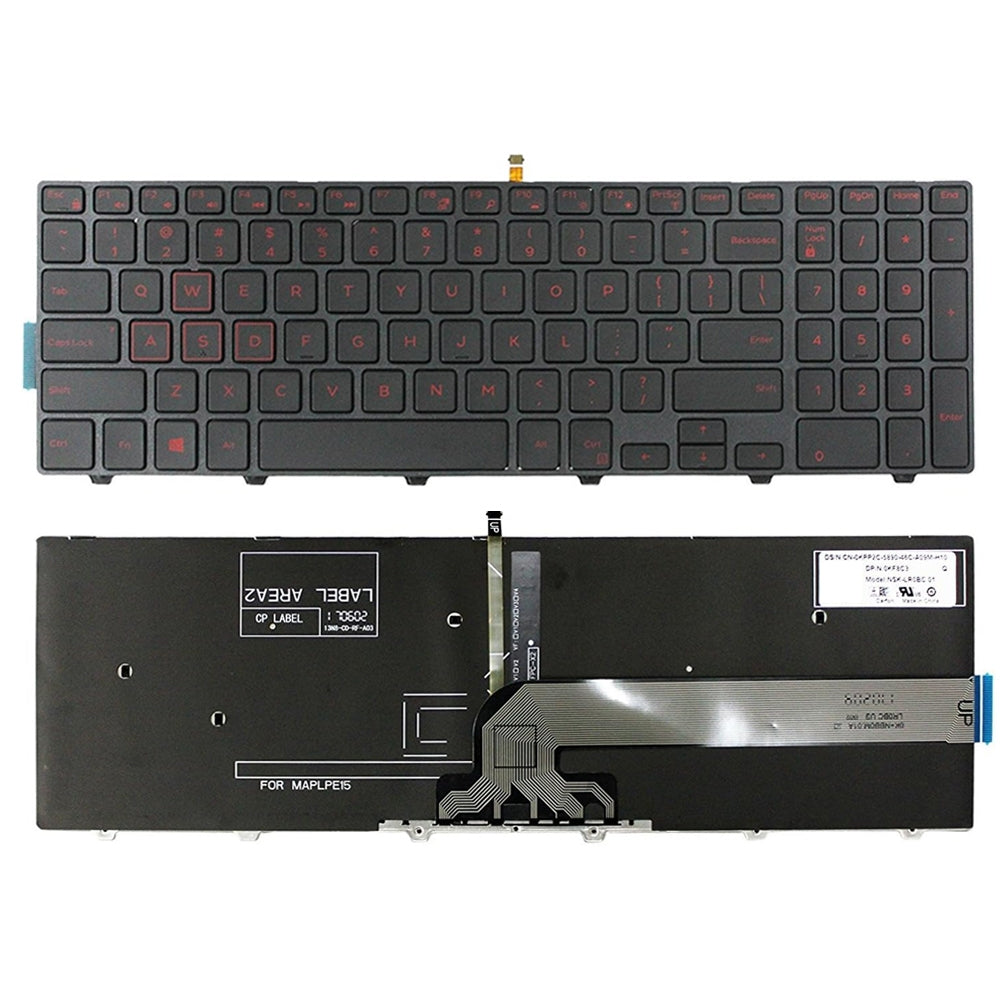 Backlight Lap Keyboard For Dell 15-9550 / 15-3000 / 15-5542 Red Word