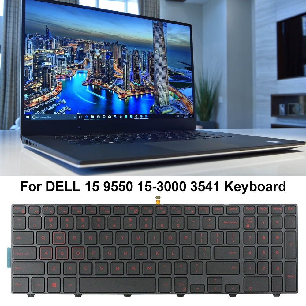 Backlight Lap Keyboard For Dell 15-9550 / 15-3000 / 15-5542 Red Word