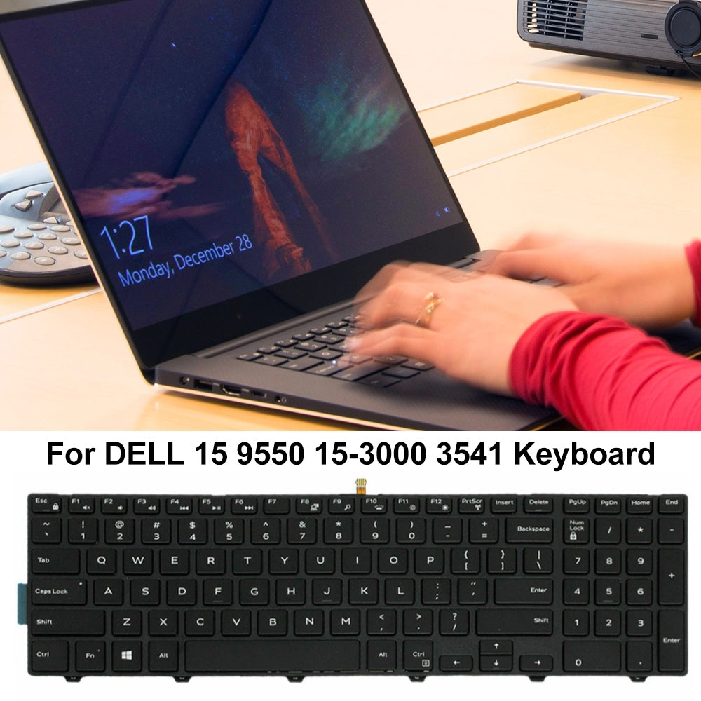 Backlight Lap Keyboard For Dell 15-9550 / 15-3000 / 15-5542 White Word
