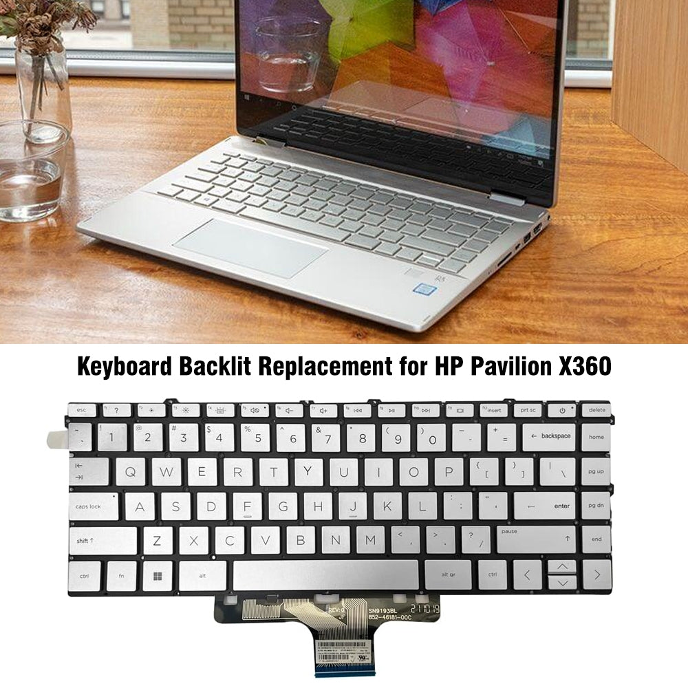 For HP Pavilion X360 14-DW US Version Lap Backlight Keyboard Silver