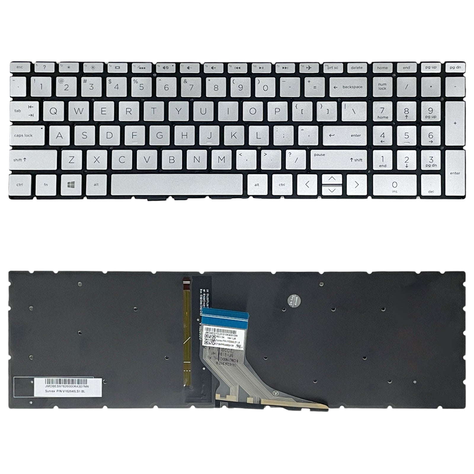 For HP 15m-DR / 15m-DS US Version Lap Backlight Keyboard Silver