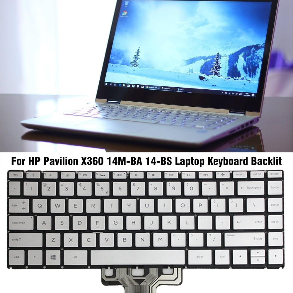 For HP 14M-BA 14-BS US Version Lap Backlight Keyboard Silver