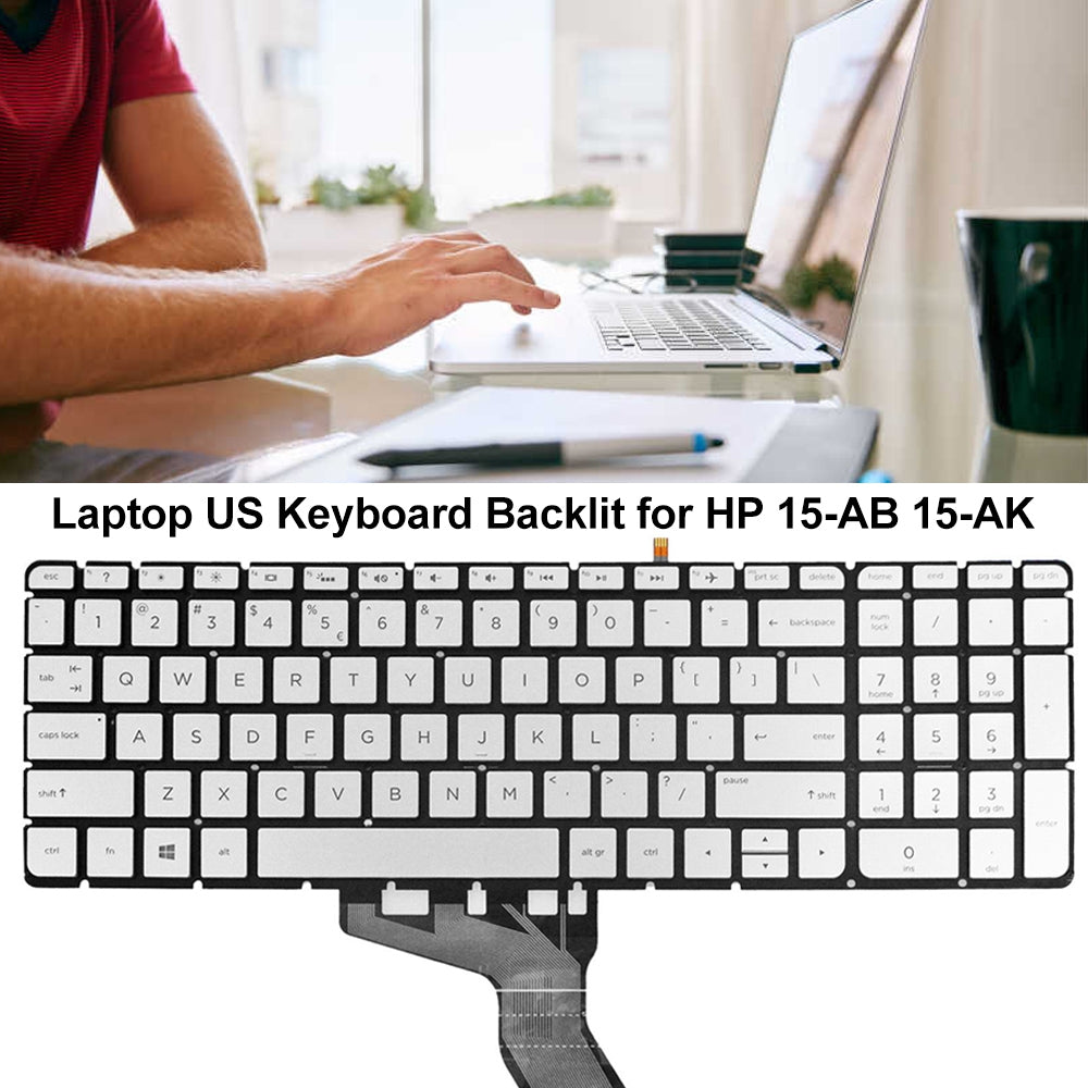 For HP 15-AB / 15-AK US Version Lap Backlight Keyboard Silver
